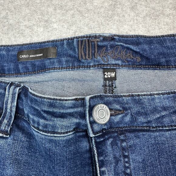 Kut From the Kloth Carlo Ankle Crop Skinny Jeans WMNS 20W Blue High Rise Frayed - Picture 4 of 13